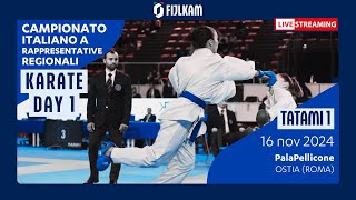 Karate  Campionato Italiano Rappresentative Regionali 2024  Day1 Tatami1 [upl. by Acceb200]