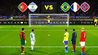 Messi amp CRonaldo VS Neymar amp Haaland amp Mbappe  Penalty Shootout  eFootball PES Gameplay [upl. by Kred]