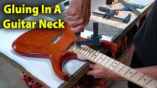 Making A Six String MultiScale Guitar Gluing The Neck Into The Body [upl. by Parette]