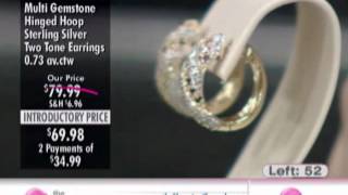 Sterling Silver Rhodium amp Gold Plate Multi Gemstone Hinged Hoop at The Shopping Channel 458047 [upl. by Aicilehp362]