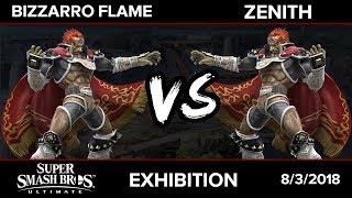 EVO 2018 Smash Bros Ultimate Demo  Bizzarro Flame Ganon Vs Zenith Ganon Mario  Exhibition [upl. by Nahtnahoj]