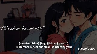 ASMR  Girl Friend comforts you after having a bad day cuddles kisses praise F4m rain [upl. by Eiba]