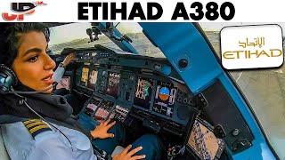 ETIHAD AIRBUS A380 Takeoff Abu Dhabi  Flight Deck GoPro View [upl. by Annekim]