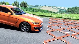 Massive Spike Strip Pileup Car Crashes 90 – BeamNG Drive  CrashBoomPunk [upl. by Niar]