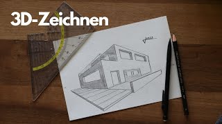 3D zeichnen lernen mit 2 Fluchtpunkten  Anfänger Tutorial Deutsch [upl. by Ahker]