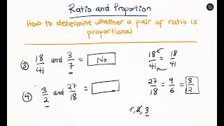 Ratio and Proportion for grade 79  How to determine whether a ratio is Proportional or not [upl. by Rosenfeld]