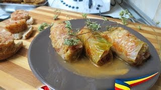 Rollitos de Repollo con Carne y Arroz Sarmale  Receta Rumana  Video 89 [upl. by Nadroj]