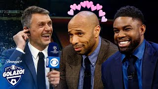 Thierry Henry Micah amp Carragher get starstruck by Paolo Maldini 💕  CBS Sports Golazo  UCL Today [upl. by Stephenson448]