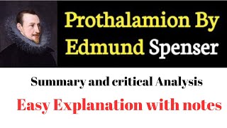 Prothalamion by Edmund Spencer Summary and critical analysis Easy hindi Explanation with notes [upl. by Maurreen]