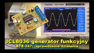 ICL8038 generator funkcyjny  przykładowe pomiary zestawu BTE247 [upl. by Karwan449]