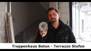 ✅✅ Treppenhaus Beton  Terrazzo Stufen mit Trittschutzstreifen reinigen schleifen und sanieren ✅✅ [upl. by Niotna932]