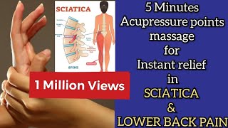 5 Minutes Acupressure point massage to relieve Sciatica and Lower Back Pain  How to cure Sciatica [upl. by Cheatham]