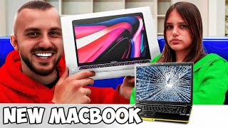 I DESTROYED MY SISTERS LAPTOP AND SURPRISED WITH A NEW MACBOOK PRO 😱😱 [upl. by Dolli]