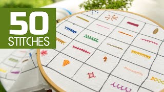 50 Hand Embroidery Stitches Beginners Tutorials by HandiWorks [upl. by Gracye]