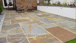 Nustone  Rustic Copper Slate Paving Slabs  Garden Patio Stone Flags  Gold Multicolour [upl. by Polito987]