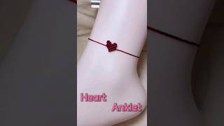 How to Make Heart Anklet with Thread  Simple Anklet  DIY Anklet [upl. by Adebayo998]