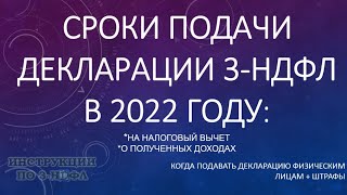 Сроки подачи декларации 3НДФЛ 2022 когда подавать 3НДФЛ на налоговый вычет и декларацию о доходах [upl. by Jilleen]