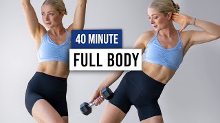 40 MIN FULL BODY TONING LOW IMPACT  TOTAL CORE Workout  Weights No Repeat Exercises w Dumbbells [upl. by Yna38]