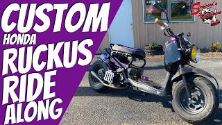 CUSTOM quotstockquot 49cc powered Honda Ruckus Ride Along [upl. by Miru]