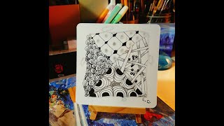 Deuxième carré Zentangle par Sophie Queuniez CZT Parcours Zentangle Débutant [upl. by Ayekehs]