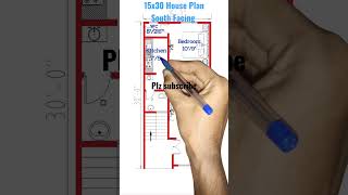 15x30 House Plan South Facing  450 sqft house plan  1530 House Plan South face 15x30house plan [upl. by Attoynek]