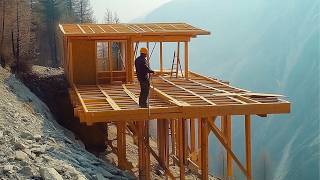 Man Builds Amazing House on Steep Mountain in 8 Months  Start to Finish by MrWildNature [upl. by Richlad]