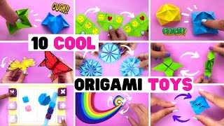 10 COOL ORIGAMI FIDGET TOYS you will like moving paper toys [upl. by Auqinimod349]