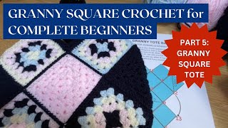 Crochet Granny Square Tote Bag How to put your Squares together  TEMPLATE included [upl. by Kerrison150]