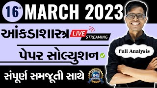 March 2023 Statistics Paper Solution Live  16th March 2023  Std 12 Commerce Gujarati Medium [upl. by Wexler762]