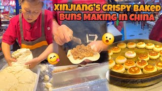 Xinjiangs Crispy Baked Buns Making In China Street 🇨🇳😮 [upl. by Allenotna154]