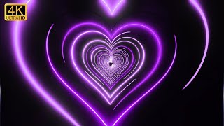 Heart Tunnel NEON Background 1 Hour Loop  4K VJ Disco Party Animation [upl. by Ettenoitna84]