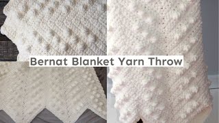 Vintage White Bernat Blanket Yarn Chunky Ripple Crochet Blanket Pattern Super Bulky Category 6 Yarn [upl. by Aketal]