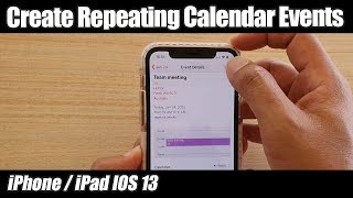 iPhone 11 Pro How to Create a Recurring  Repeating Calendar Event on iOS 13 [upl. by Gnehc]