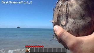 Real Life Minecraft  CAST AWAY COCONUT Realistic Minecraft [upl. by Kiker]