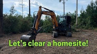 Let’s start clearing the future homesite Grubbing with the Case CX57 caseconstruction [upl. by Rondi668]