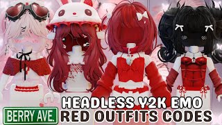 ROBLOX Y2K HEADLESS EMO RED🦋 OUTFIT CODES w Links Roblox berry Avenue outfit codes PT 6 [upl. by Iliak]