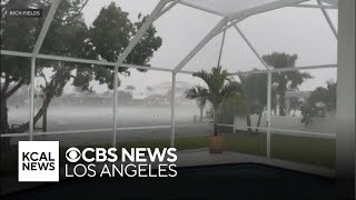 Former KCAL meteorologist delivers weather report as Hurricane Helene makes landfall [upl. by Munafo]