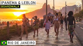 Walking Ipanema amp Leblon Beaches at Sunset Rio de Janeiro Brazil  【4K】Binaural 2020 [upl. by Edgar]