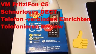 AVM FritzFon C5 Schnurloses DECT Telefon  Fritzbox verbinden Einrichten Telefonieren Review [upl. by Genia]