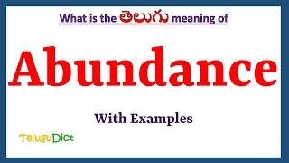 Abundance Meaning in Telugu  Abundance in Telugu  Abundance in Telugu Dictionary [upl. by Ramey]