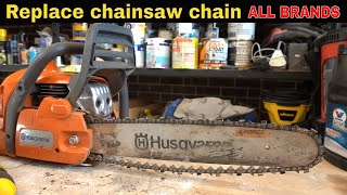 How to replace a chainsaw chain [upl. by Radborne]