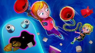 ADLEY and NiKOs new GRAPPLE GAME Toilet Plunger Battle in a Rainbow Ghosts Portal to escape [upl. by Ardnaxila92]