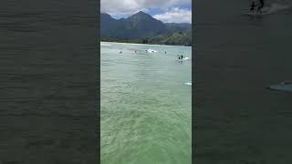 Surfers at Hanalei Bay surfing Recorded off the pier at Hanalei bay [upl. by Chancellor]