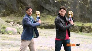 Power Rangers Megaforce  Red and Blue Rangers Morph 1  Power Rangers Official [upl. by Zorana]