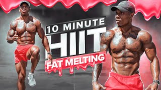 INTENSE 10 MINUTE FAT MELTING HIIT CARDIO WORKOUT 10 SECOND BREAKS [upl. by Meece]