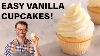 EASY Vanilla Cupcakes Recipe [upl. by Gnouhk971]