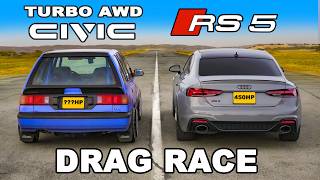 800hp AWD Civic v Audi RS5 DRAG RACE [upl. by Losiram]