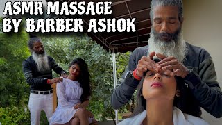 Asmr head massage therapy by Indian barber Ashok in Nature Asmr  Deep tissue soothing massage [upl. by Zilef]