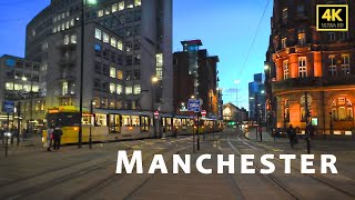 Manchester walk  Deansgate to St Peter Square busy city centre at dusk [upl. by Stevie252]