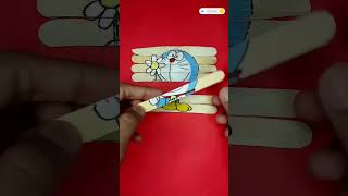 Doremon painting on stick youtubeshorts art cartoon cartoonart shortsfeed drawing [upl. by Ammadis]